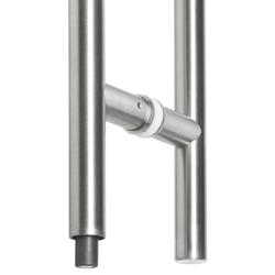 Stoßgriffpaar 8001 PZ abschließbar, Ø 25mm, für 7-12mm Glas, L 1400mm, 2 Bef.punkte, Innen Knauf, Außen Halbzylinder, Oberfl. 60 (Edelstahl matt) Nr. 42486