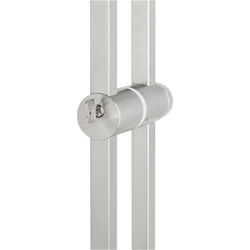Stoßgriffpaar 8071 PZ abschließbar, 25x25mm kantig, für 7-12mm Glas, L 1400mm, 2 Bef.punkte, Innen Knauf, Außen Halbzylinder, Oberfl. 60 (Edelstahl matt) Nr. 42489