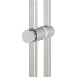 Stoßgriffpaar 8071 PZ abschließbar, 25x25mm kantig, für 7-12mm Glas, L 1400mm, 2 Bef.punkte, Innen Knauf, Außen Halbzylinder, Oberfl. 60 (Edelstahl matt) Nr. 42489