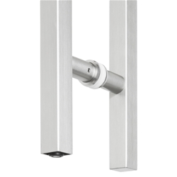 Stoßgriffpaar 8071 PZ abschließbar, 25x25mm kantig, für 7-12mm Glas, L 1400mm, 2 Bef.punkte, Innen Knauf, Außen Halbzylinder, Oberfl. 60 (Edelstahl matt) Nr. 42489