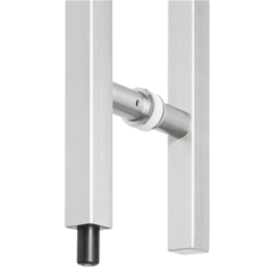 Stoßgriffpaar 8071 PZ abschließbar, 25x25mm kantig, für 7-12mm Glas, L 1400mm, 2 Bef.punkte, Innen Knauf, Außen Halbzylinder, Oberfl. 60 (Edelstahl matt) Nr. 42489