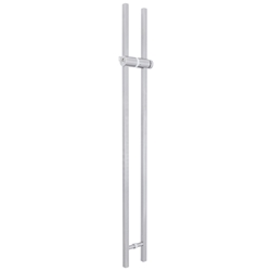 Stoßgriffpaar 8071 PZ abschließbar, 25x25mm kantig, für 7-12mm Glas, L 1400mm, 2 Bef.punkte, Innen Knauf, Außen Halbzylinder, Oberfl. 60 (Edelstahl matt) Nr. 42489