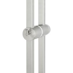 Stoßgriffpaar 8071 PZ abschließbar, 25x25mm kantig, für 7-12mm Glas, L 1800mm, 3 Bef.punkte, Innen Knauf, Außen Halbzylinder, Oberfl. 60 (Edelstahl matt) Nr. 42488
