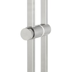 Stoßgriffpaar 8071 PZ abschließbar, 25x25mm kantig, für 7-12mm Glas, L 1800mm, 3 Bef.punkte, Innen Knauf, Außen Halbzylinder, Oberfl. 60 (Edelstahl matt) Nr. 42488