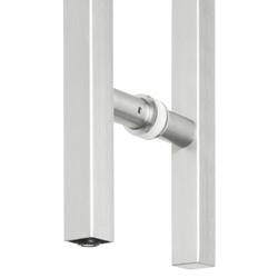 Stoßgriffpaar 8071 PZ abschließbar, 25x25mm kantig, für 7-12mm Glas, L 1800mm, 3 Bef.punkte, Innen Knauf, Außen Halbzylinder, Oberfl. 60 (Edelstahl matt) Nr. 42488