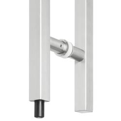 Stoßgriffpaar 8071 PZ abschließbar, 25x25mm kantig, für 7-12mm Glas, L 1800mm, 3 Bef.punkte, Innen Knauf, Außen Halbzylinder, Oberfl. 60 (Edelstahl matt) Nr. 42488
