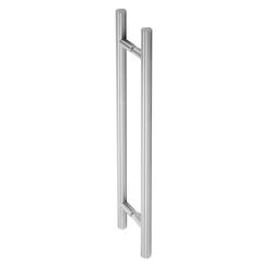 Stoßgriffpaar Serie 8000 Ø 30mm, L 1000mm, BA 700mm, 2 gerade Stützen, inkl. paarw. Befestigung an 8-12mm Glas, Oberfl. 60 (Edelstahl matt) Nr. 14217