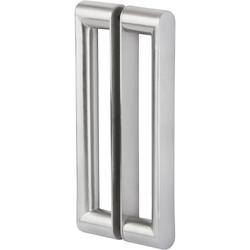 Stoßgriffpaar Serie 8013, Profil 25x15mm halbrund, L 225mm, BA 200mm, mit Klebeplatte 225x25mm, inkl. Montagehilfe für Verklebung, Oberfl. 60 (Edelstahl matt) Nr. 50211