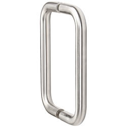 Stoßgriffpaar Serie 8040 U Form, Durchmesser 25mm, BA 300mm, paarw. Befestigung für Glas 8 -12mm, und für Holz TS 40-55mm geeignet, Oberfl. 60 (Edelstahl matt) Nr. 15325
