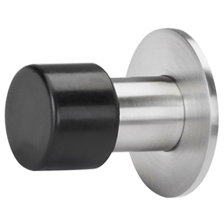 Wandtürstopper 3687 TS, Ø 22mm, mit 50mm Stützscheibe, Höhe 60mm, mit Holzschraube 5x45, Dübel Ø 8mm, Oberfl. 60 (Edelstahl matt) Nr. 19794
