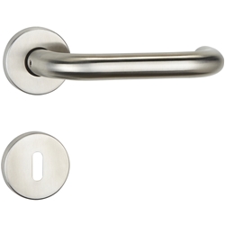 ZT-Drückergarnitur 1801 BASIC 01, mit Rosetten 2036 K, ohne Schlüsselrosetten, mit Rückholfeder, TS 38-42mm, Oberfl. 60 (Edelstahl matt) Nr. 6527