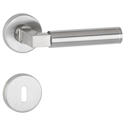 ZT-Drückergarnitur 1831 INFINITY, mit Rosetten 2036 K, ohne Schlüsselrosetten, mit Rückholfeder, TS 38-42mm, Oberfl. 60 (Edelstahl matt) Nr. 6534