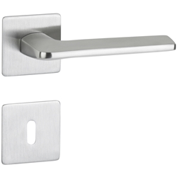 ZT-Drückerpaar 1002 EVENT, mit MAGCLIP Rosetten 2611 FL, fest/drehbar mit Rückholfeder, Oberfl. 60 (Edelstahl matt) Nr. 44854