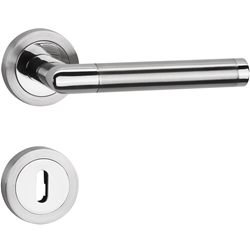 ZT-Drückerpaar 1356 BIC WIND, mit Smart-Clip Rosetten 2331, fest/drehbar mit Rückholfeder, TS 37-47mm, Oberfl. 63 (Edelstahl poliert/Edelstahl matt) Nr. 17271