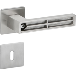 ZT-Drückerpaar 1682 MAG TEMPTATION mit Einleger, mit MAGCLIP Rosetten 2611 FL, fest/drehbar mit Rückholfeder, Oberfl. 63 (PVD Edelstahlfarben/Edelstahl poliert) Nr. 29989