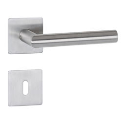 ZT-Drückerpaar 1802 BASIC 02, mit MAGCLIP Rosetten 2611 FL, fest/drehbar, mit Rückholfeder, TS 37-47mm, Oberfl. 60 (Edelstahl matt) Nr. 16101