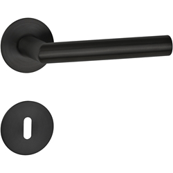 ZT-Drückerpaar 1802 BASIC 02, mit MAGCLIP Rosetten 2636 FL, fest/drehbar, mit Rückholfeder, TS 37-47mm, Oberfl. 72 (Smoke Black) Nr. 40024