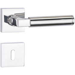 ZT-Drückerpaar 1831 INFINITY, mit Smart-Clip Rosetten 2311, fest/drehbar, mit Rückholfeder, TS 37-47mm, Oberfl. 61 (Edelstahl poliert) Nr. 14417