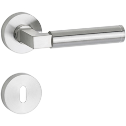 ZT-Drückerpaar 1831 INFINITY, mit Smart-Clip Rosetten 2336, fest/drehbar, mit Rückholfeder, TS 37-47mm, Oberfl. 60 (Edelstahl matt) Nr. 14473