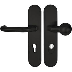 ZT-EN2-Schutzwechselgarnitur 1801 BASIC 01, Langschild 2089 KS, Knopf 3126 gekröpft, PZW 72mm, TS 36-53mm, ZA für Zylinderüberstand 8-15mm, Oberfl. 74 (Classic Black, ähnl. RAL 9005) Nr. 50668