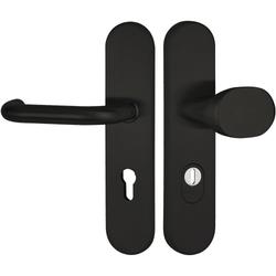 ZT-EN2-Schutzwechselgarnitur 1801 BASIC 01, Langschild 2089 KS, Knopf 3128 gekröpft, PZW 72mm, TS 36-53mm, ZA für Zylinderüberstand 8-15mm, Oberfl. 74 (Classic Black, ähnl. RAL 9005) Nr. 50669