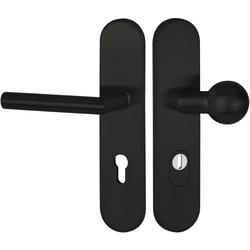 ZT-EN2-Schutzwechselgarnitur 1802 BASIC 02, Langschild 2089 KS, Knopf 3126 gekröpft, PZW 72mm, TS 36-53mm, ZA für Zylinderüberstand 8-15mm, Oberfl. 74 (Classic Black, ähnl. RAL 9005) Nr. 50680