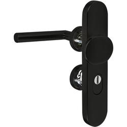 ZT-EN2-Schutzwechselgarnitur 1802 BASIC 02, Langschild 2089 KS, Knopf 3128 gekröpft, innen Rosette 2336 SC, PZW 72mm, TS 36-53mm, ZA für Zylinderüberstand 8-15mm, Oberfl. 74 (Classic Black, ähnl. RAL 9005) Nr. 50201