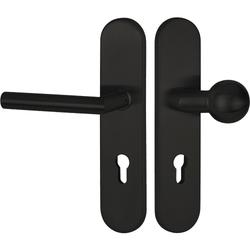 ZT-EN2-Schutzwechselgarnitur 1802 BASIC 02, Langschild 2089 S, Knopf 3126 gekröpft, PZW 72mm, TS 36-53mm, mit Anbohrschutz, Außenschildstärke 12mm, Oberfl. 74 (Classic Black, ähnl. RAL 9005) Nr. 50686