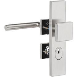 ZT-EN2-Schutzwechselgarnitur 1802 BASIC 02, Langschild 2094 KS, Knopf 3132 gekröpft, innen Rosette 2311SC, PZW 72mm, DIN Links, TS 36-53mm, ZA für Zylinderüberstand 8-15mm, Oberfl. 60 (Edelstahl matt) Nr. 32016