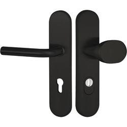 ZT-EN2-Schutzwechselgarnitur 1803 BASIC 03, Langschild 2089 KS, Knopf 3128 gekröpft, PZW 72mm, TS 36-53mm, ZA für Zylinderüberstand 8-15mm, Oberfl. 74 (Classic Black, ähnl. RAL 9005) Nr. 50693