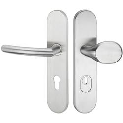 ZT-EN2-Schutzwechselgarnitur 1804 BASIC 04, Langschild 2089 KS, Knopf 3128 gekröpft, innen Rosette 2336SC, PZW 72mm, TS 36-53mm, ZA für Zylinderüberstand 8-15mm, Oberfl. 60 (Edelstahl matt) Nr. 17744