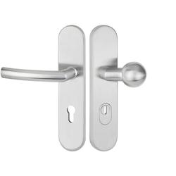 ZT-EN2-Schutzwechselgarnitur 1807 BASIC 07, Langschild 2089 KS, Knopf 3126 gekröpft, PZW 72mm, TS 36-53mm, ZA für Zylinderüberstand 8-15mm, Oberfl. 60 (Edelstahl matt) Nr. 33236