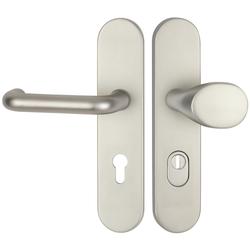 ZT-EN2-Schutzwechselgarnitur 1901 BASIC 01, Langschild 2091 KS, Knopf 3128 gekröpft, PZW 72mm, TS 35-55mm, ZA für Zylinderüberstand 9-14mm, Oberfl. F9 (Edelstahlfarben) Nr. 29470