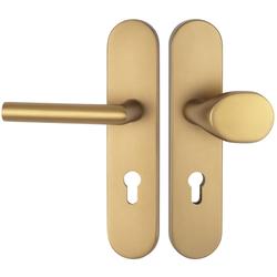 ZT-EN2-Schutzwechselgarnitur 1902 BASIC 02, Langschild 2091 S, Knopf 3128 gekröpft, PZW 72mm, TS 35-55mm, mit Anbohrschutz, Außenschildstärke 12mm, Oberfl. F4 (Bronzefarben eloxiert) Nr. 29549