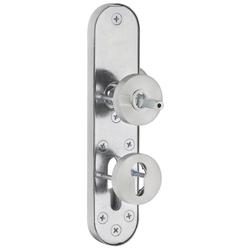 ZT-EN2-Schutzwechselgarnitur ohne Lochteil, Langschild 2089 PZ, Knopf 3128 gekröpft, innen Rosette 2336 SC, PZW 72mm, TS 36-53mm, ohne Kernziehschutz, Oberfl. 60 (Edelstahl matt) Nr. 47732