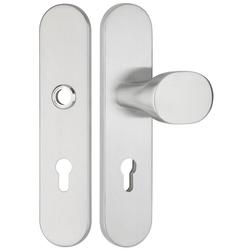 ZT-EN2-Schutzwechselgarnitur ohne Lochteil, Langschild 2089 S, Knopf 3128 gekröpft, PZW 72mm, TS 36-53mm, mit Anbohrschutz, Außenschildstärke 12mm, Oberfl. 60 (Edelstahl matt) Nr. 17774