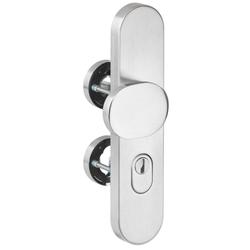 ZT-EN2-Schutzwechselgarnitur ohne Lochteil, Langschild 2091 KS, Knopf 3128 gekröpft, innen Rosette 2336 SC, PZW 72mm, TS 36-56mm, ZA für Zylinderüberstand 8-13mm, Oberfl. 60 (Edelstahl matt) Nr. 47910