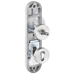 ZT-EN2-Schutzwechselgarnitur ohne Lochteil, Langschild 2091 KS, Knopf 3128 gekröpft, innen Rosette 2336 SC, PZW 72mm, TS 36-56mm, ZA für Zylinderüberstand 8-13mm, Oberfl. 60 (Edelstahl matt) Nr. 47910