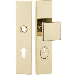 ZT-EN2-Schutzwechselgarnitur ohne Lochteil, Langschild 2094 KS, Knopf 3132 gekröpft, PZW 72mm, TS 36-53mm, ZA für Zylinderüberstand 8-15mm, Oberfl. 18 (PVD Messingfarben) Nr. 32001
