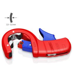 Knipex DPT50 Rohrschneider für dickwandige Kunststoffrohre, auch kerngeschäumt Schneiden und Anfasen in einem Schritt mit Kunststoff überzogen 202 mm (SB-Karte/Blister) Nr. 90 23 02 BK