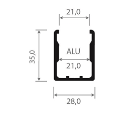 ALU U-Profil A-U3520 w 9003, 35mm (a 5,50 Meter) Weiß Matt ähnlich RAL 9003