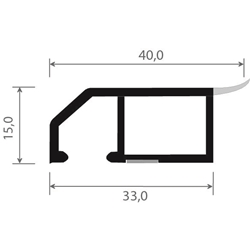 Anschlussprofil 0781540 WL K 436 5045, 40mm Weichlippe SK (a 6,00 Meter) foliert, klipsbar, Weichlippe Schwarz, 436 5045 Steingrau [229]