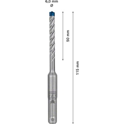 Bosch EXPERT SDS plus-7X Hammerbohrer, 6x50x115mm, für Bohrhämmer Nr. 2608900071