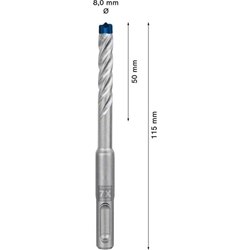 Bosch EXPERT SDS plus-7X Hammerbohrer, 8x50x115mm, für Bohrhämmer Nr. 2608900087