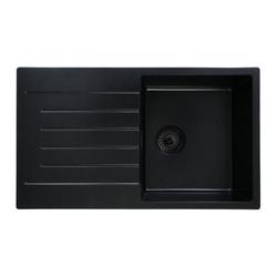 CARESSI Einbauspüle CAQPP770R10BK-EB Black-line, Quartz Composite, 770 x 450 mm, ab Schrankbreite 600 mm, Becken 350 x 400 x 185 mm, Korbventilset mit Design-Überlauf, reversibel, Überlauf im Becken, Schwarz Nr. 708388