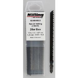Wilpu HCS-Stichsägeblätter 130x7,8x1,27mm 6,35 ZpZ / 4mm HGS 34 (Bosch T 344 D) Box a 25 Stück mit Nüßing-Aufdruck