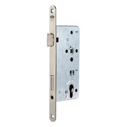 BKS Einsteckschloss B-00240, einflügelig, Profilzylinder gelocht 92/10mm, Dornmaß 65mm, Flachstulp 28x280mm, kantig, stumpf, mit Wechsel, edelstahl, DIN Rechts, Falle: Zinkdruckguss, mit Logo Nr. B-00240-94-R-8