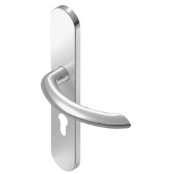 BKS für Fluchttüren Drückergarnitur LEGATO H5.0 B-70020, Langschild, oval, Profilzylinder gelocht, Entfernung 72mm, Vierkant 8mm, DIN Links-Rechts, Türstärke 37-42mm, mit Stütznocken, edelstahl matt, festdrehbar Nr. B-70020-07-0-8