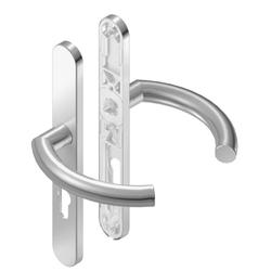 BKS für Fluchttüren Drückergarnitur OFFICE H4.0 B-70040, Langschild, oval, Profilzylinder gelocht, Entfernung 92mm, Vierkant 8mm, DIN Links-Rechts, Türstärke 65-80mm, mit Stütznocken, messingfarben PVD-beschichtet, festdrehbar Nr. B-70040-69-0-3