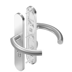 BKS für Fluchttüren Drückergarnitur OFFICE H4.0/R1.0 B-70720, Langschild, oval, WC Schauscheibe/Schlitzkopf, Entfernung 78mm, Vierkant 8mm, Riegel-Vierkant 7mm, DIN Links-Rechts, Türstärke 37-42mm, mit Stütznocken, edelstahl matt, festdrehbar Nr. B-70720-06-0-8